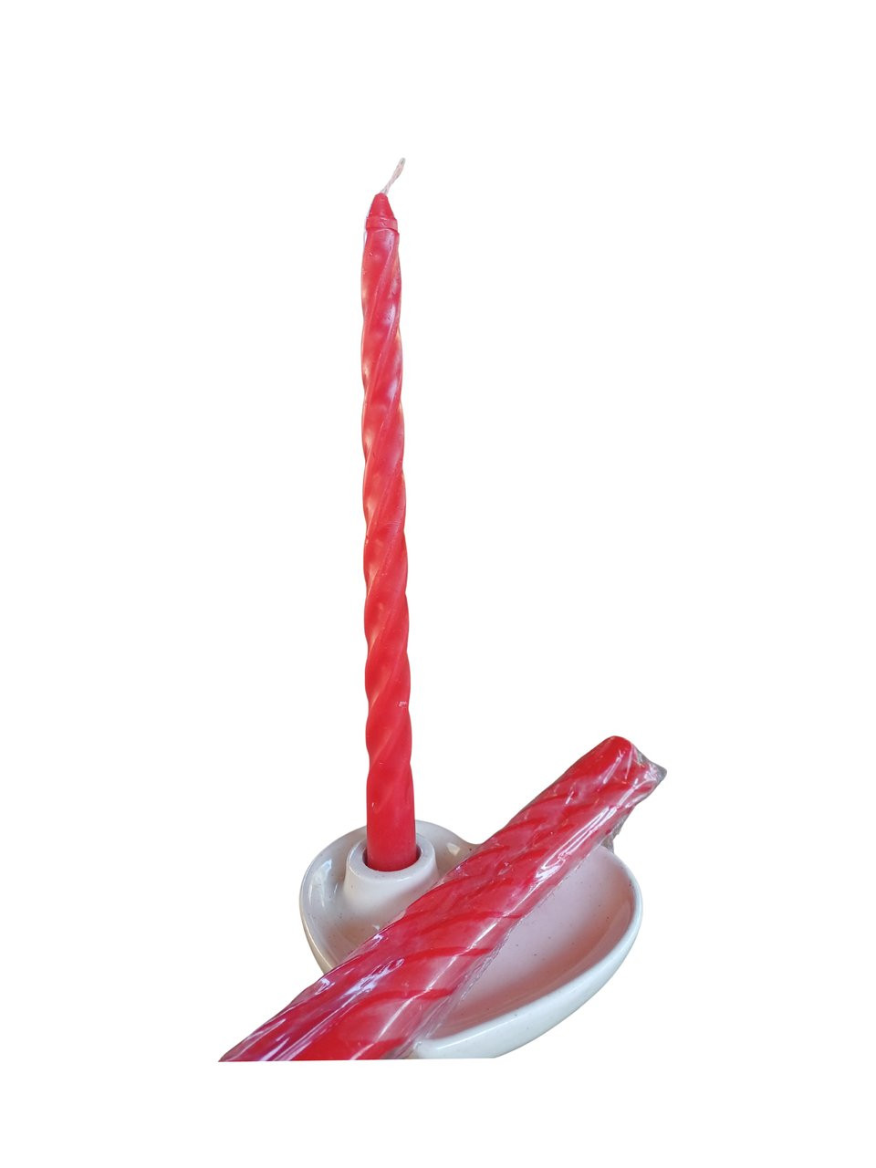 Par de velas torcidas vermelha 