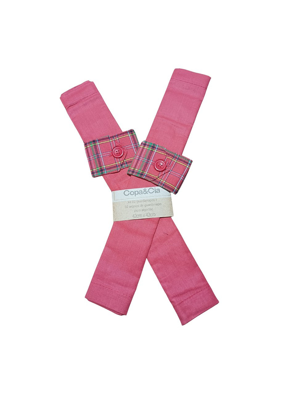 Kit 2 guardanapos com argola vermelho xadrez